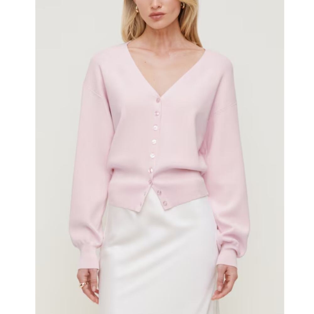 Dynamite Pale Lilac Pink High Rib Vneck Cardigan Size S